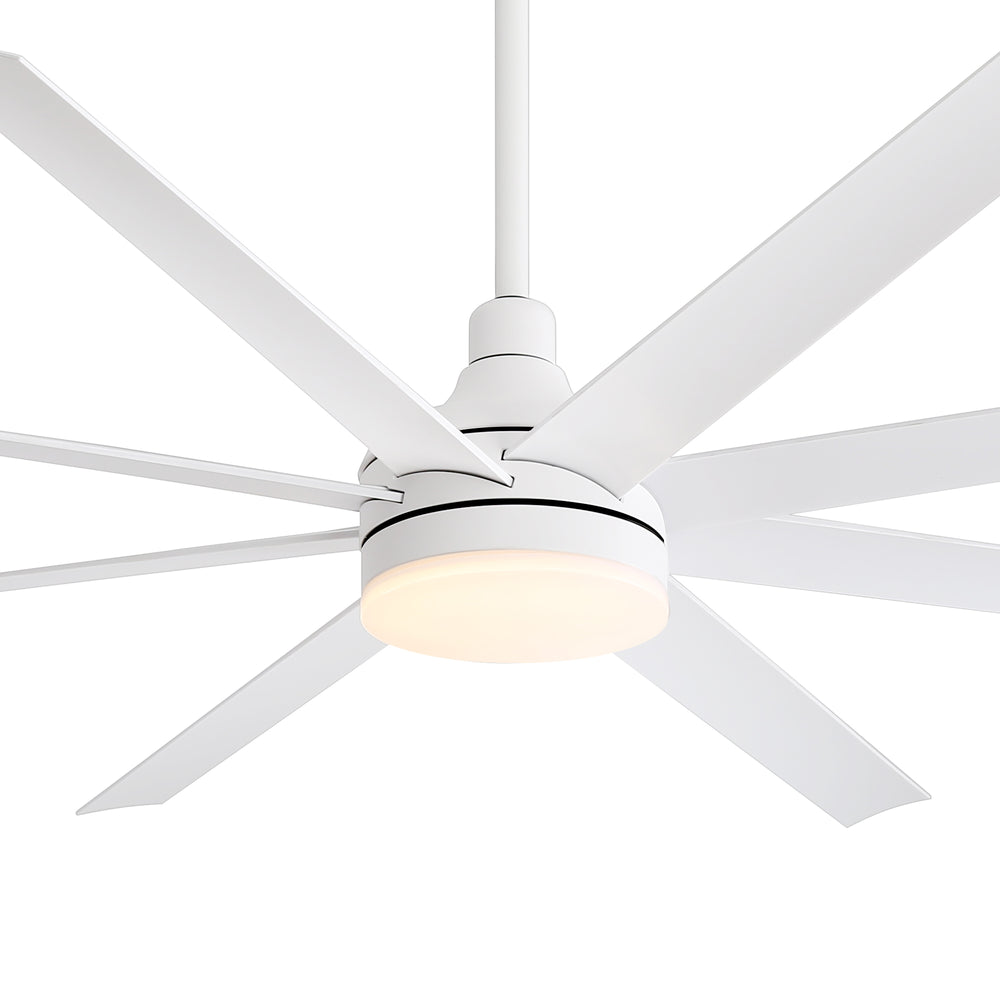 72-Inch Industrial Ceiling Fan with Lights and Remote, 8 ABS Blades, Quiet Reversible DC Motor, 6-Speed, Timer Function, 3 Color LED Light Chandelier