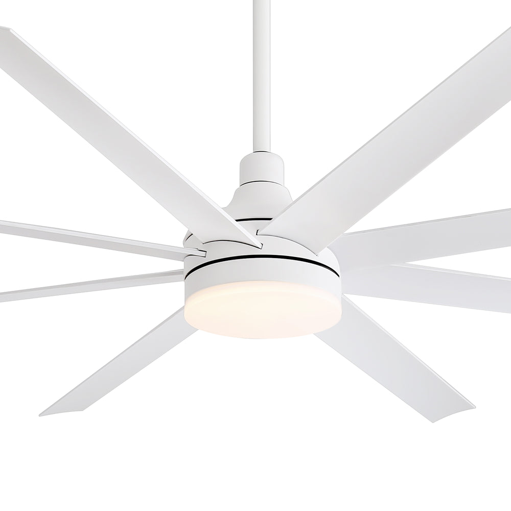 72-Inch Industrial Ceiling Fan with Lights and Remote, 8 ABS Blades, Quiet Reversible DC Motor, 6-Speed, Timer Function, 3 Color LED Light Chandelier