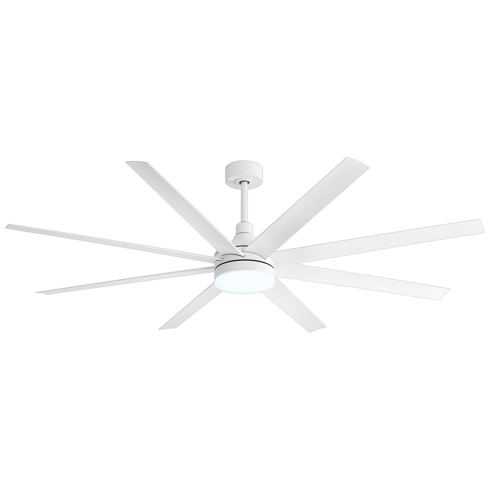 72-Inch Industrial Ceiling Fan with Lights and Remote, 8 ABS Blades, Quiet Reversible DC Motor, 6-Speed, Timer Function, 3 Color LED Light Chandelier