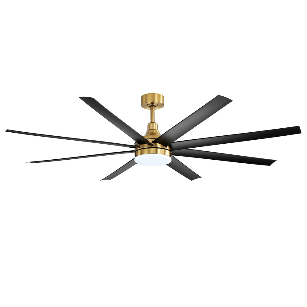 72-Inch Industrial Ceiling Fan with Lights and Remote, 8 ABS Blades, Quiet Reversible DC Motor, 6-Speed, Timer Function, 3 Color LED Light Chandelier