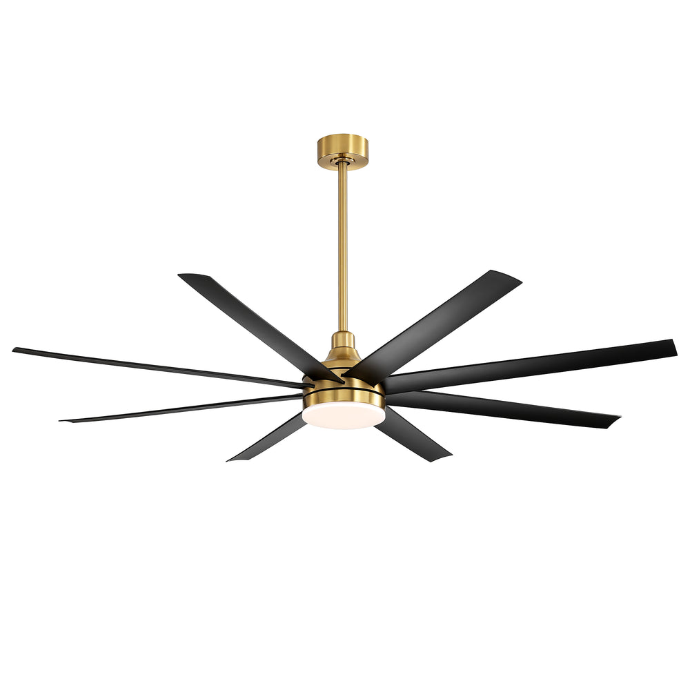 72-Inch Industrial Ceiling Fan with Lights and Remote, 8 ABS Blades, Quiet Reversible DC Motor, 6-Speed, Timer Function, 3 Color LED Light Chandelier