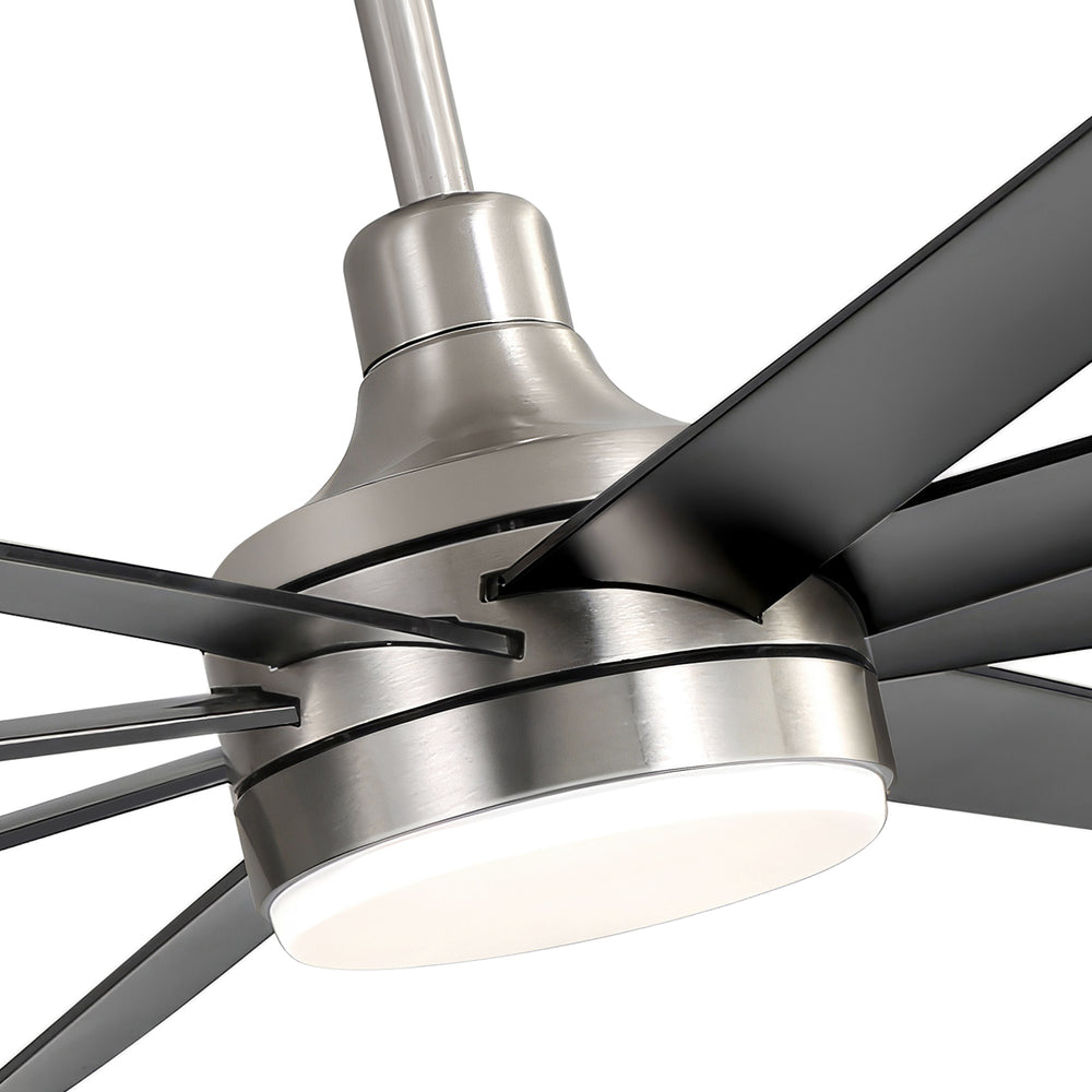 72-Inch Industrial Ceiling Fan with Lights and Remote, 8 ABS Blades, Quiet Reversible DC Motor, 6-Speed, Timer Function, 3 Color LED Light Chandelier