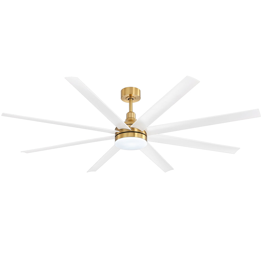 72-Inch Industrial Ceiling Fan with Lights and Remote, 8 ABS Blades, Quiet Reversible DC Motor, 6-Speed, Timer Function, 3 Color LED Light Chandelier