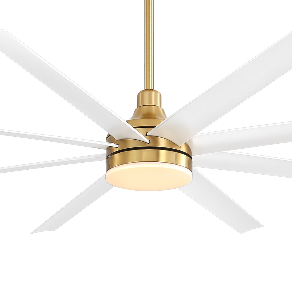 72-Inch Industrial Ceiling Fan with Lights and Remote, 8 ABS Blades, Quiet Reversible DC Motor, 6-Speed, Timer Function, 3 Color LED Light Chandelier