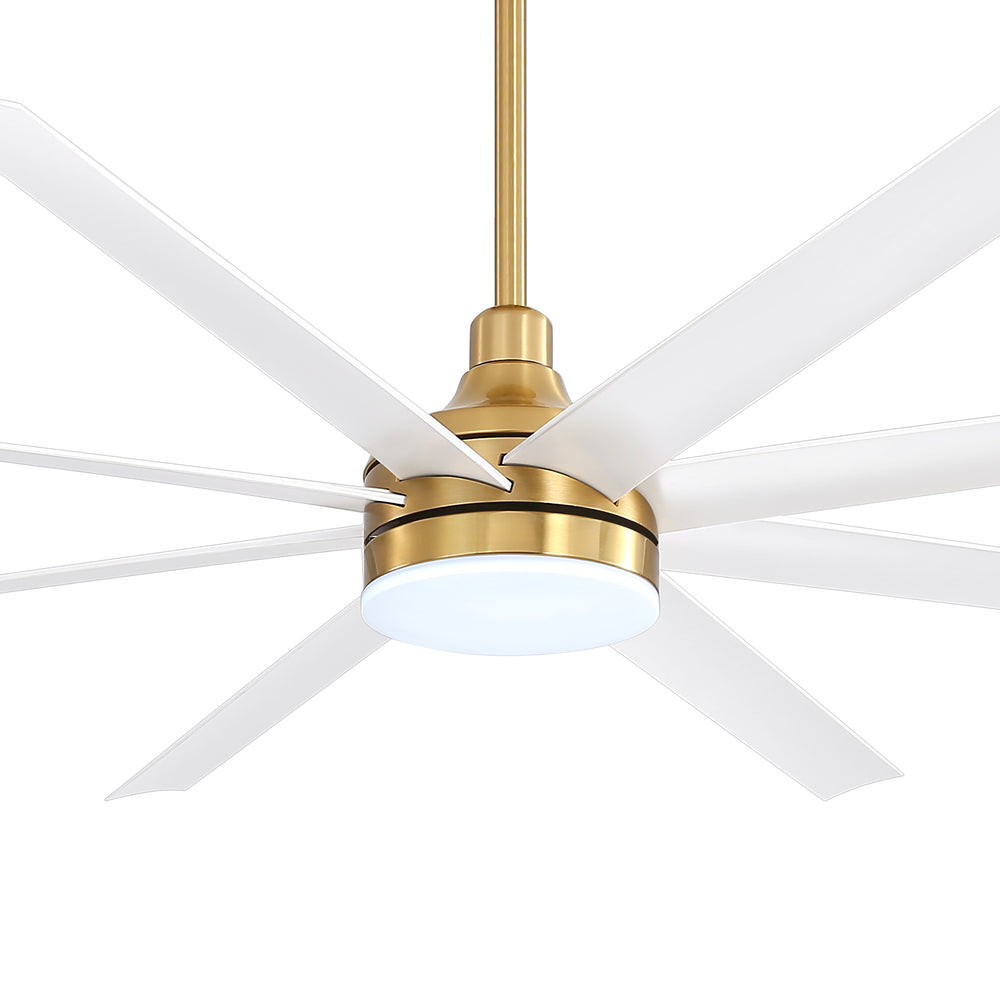 72-Inch Industrial Ceiling Fan with Lights and Remote, 8 ABS Blades, Quiet Reversible DC Motor, 6-Speed, Timer Function, 3 Color LED Light Chandelier