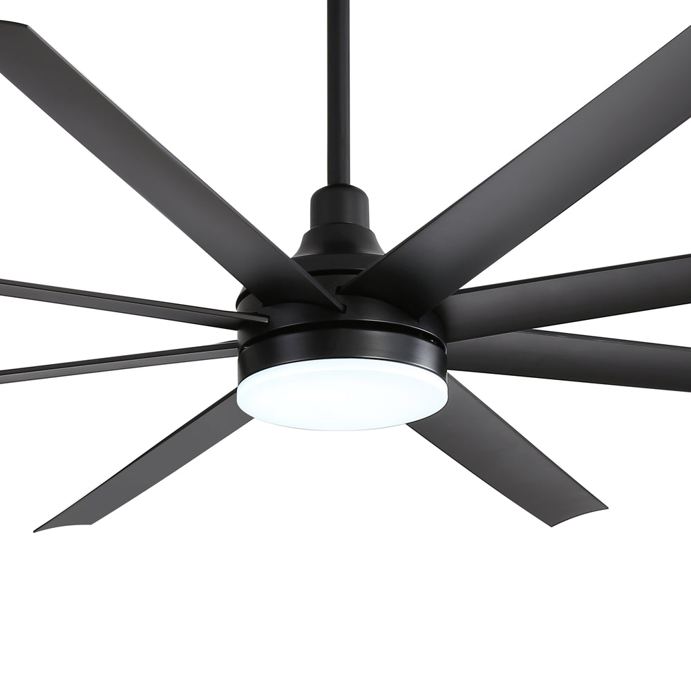 72-Inch Industrial Ceiling Fan with Lights and Remote, 8 ABS Blades, Quiet Reversible DC Motor, 6-Speed, Timer Function, 3 Color LED Light Chandelier