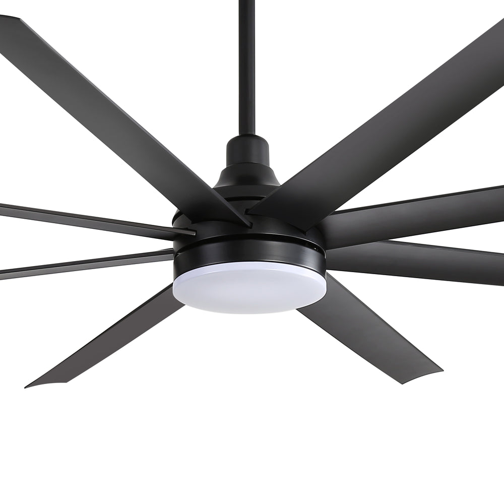 72-Inch Industrial Ceiling Fan with Lights and Remote, 8 ABS Blades, Quiet Reversible DC Motor, 6-Speed, Timer Function, 3 Color LED Light Chandelier