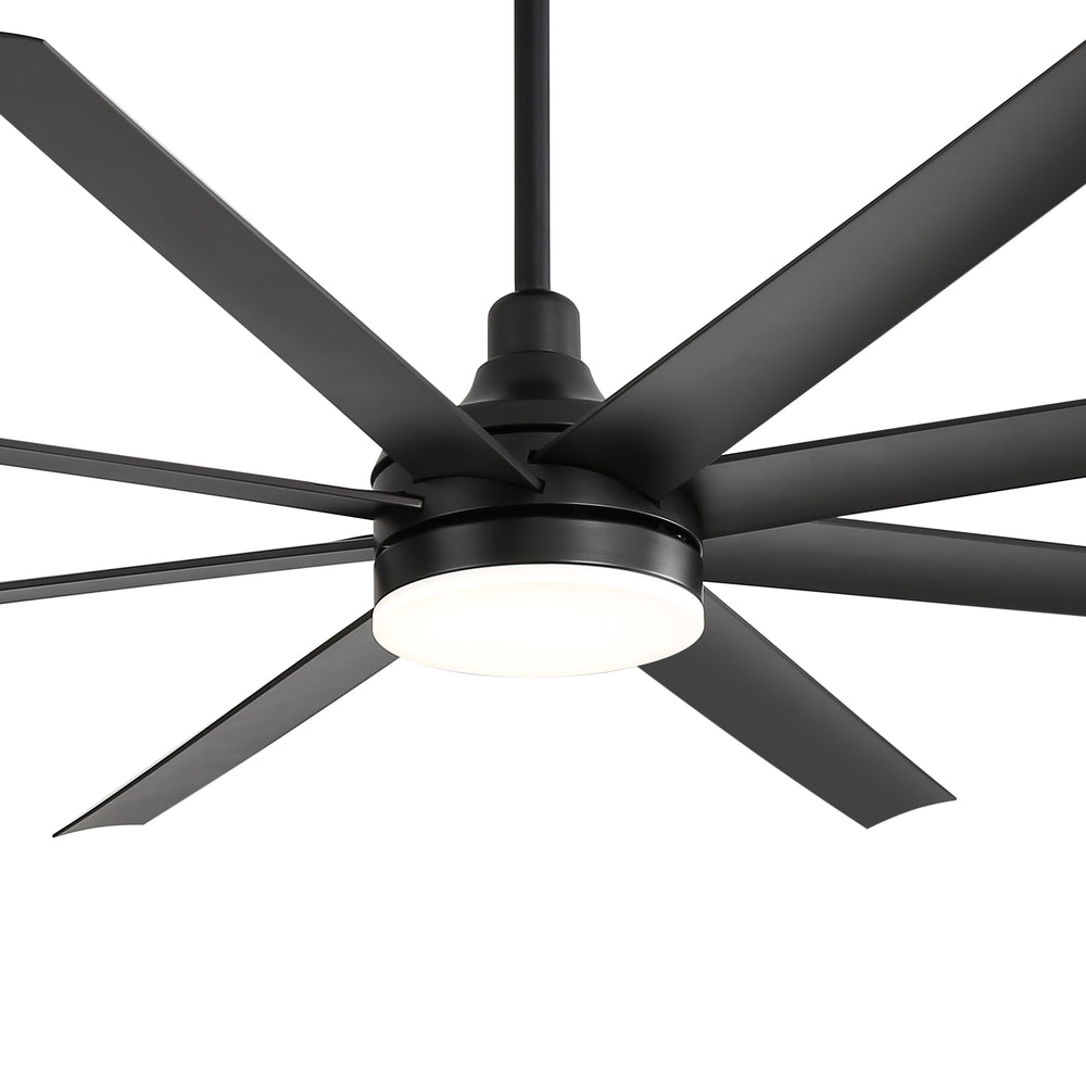 72-Inch Industrial Ceiling Fan with Lights and Remote, 8 ABS Blades, Quiet Reversible DC Motor, 6-Speed, Timer Function, 3 Color LED Light Chandelier