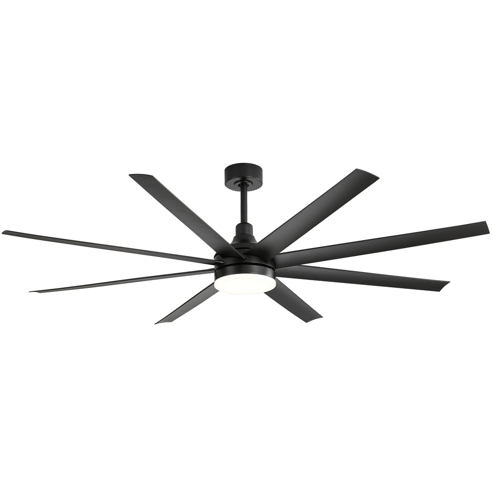 72-Inch Industrial Ceiling Fan with Lights and Remote, 8 ABS Blades, Quiet Reversible DC Motor, 6-Speed, Timer Function, 3 Color LED Light Chandelier