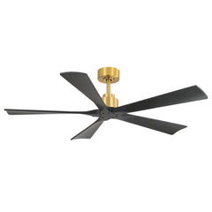 52in Ceiling Fan with Remote without Light（5 Solid Wood Blades）,5in and 10in Downrod Included