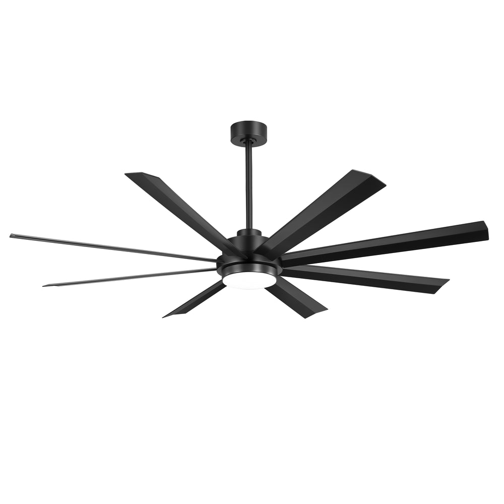 72 Inch 8-Blade Integrated  LED Large Ceiling Fan with Light Remote,6" and 12" Downrod Included