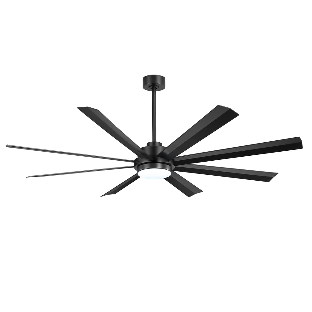 72 Inch 8-Blade Integrated  LED Large Ceiling Fan with Light Remote,6" and 12" Downrod Included