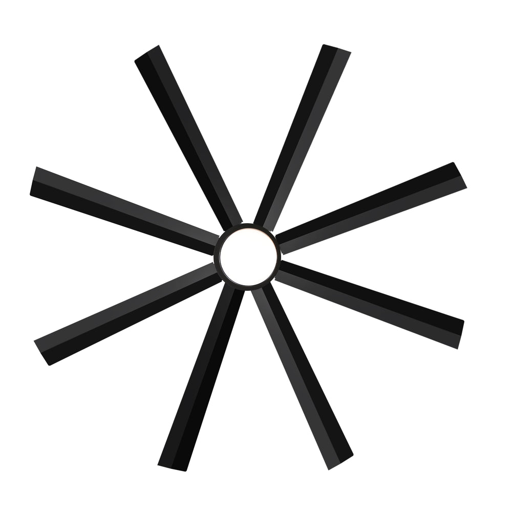 72 Inch 8-Blade Integrated  LED Large Ceiling Fan with Light Remote,6" and 12" Downrod Included