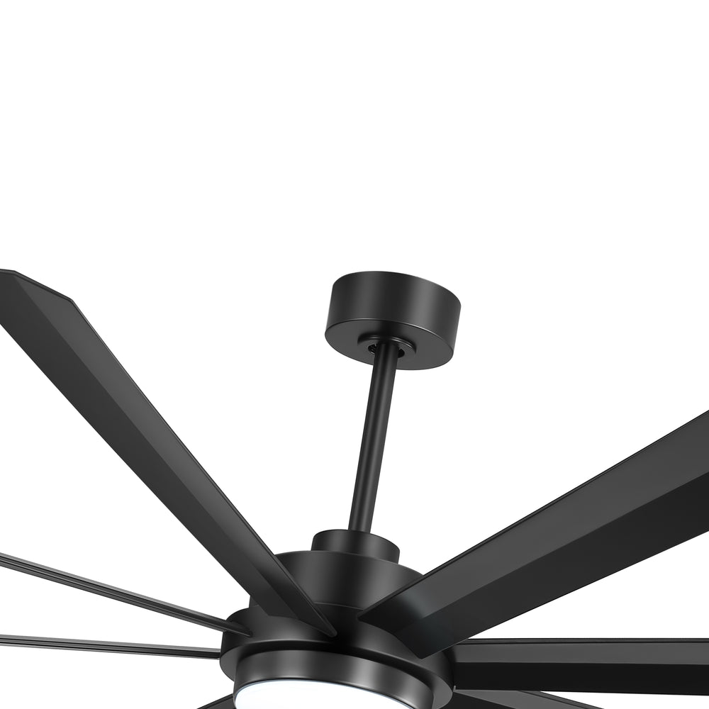 72 Inch 8-Blade Integrated  LED Large Ceiling Fan with Light Remote,6" and 12" Downrod Included