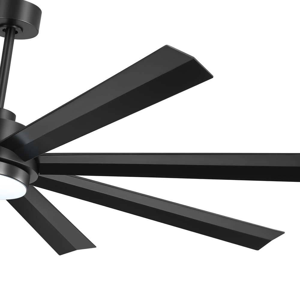 72 Inch 8-Blade Integrated  LED Large Ceiling Fan with Light Remote,6" and 12" Downrod Included