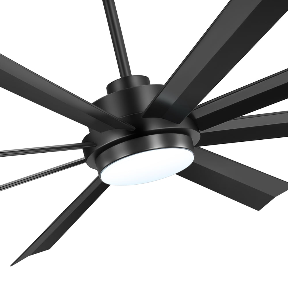 72 Inch 8-Blade Integrated  LED Large Ceiling Fan with Light Remote,6" and 12" Downrod Included
