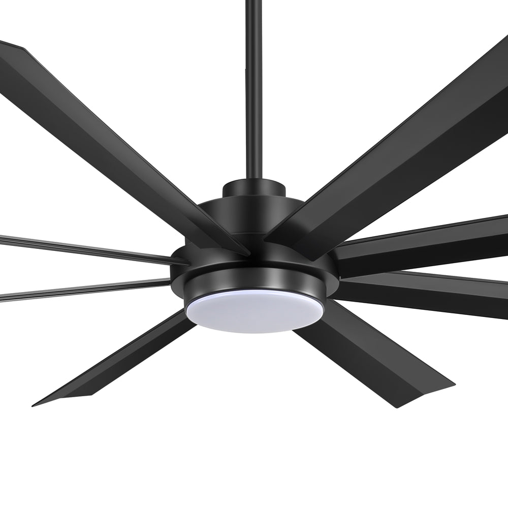 72 Inch 8-Blade Integrated  LED Large Ceiling Fan with Light Remote,6" and 12" Downrod Included