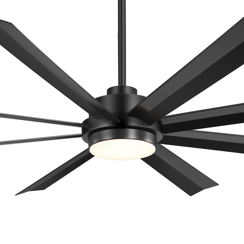 72 Inch 8-Blade Integrated  LED Large Ceiling Fan with Light Remote,6" and 12" Downrod Included