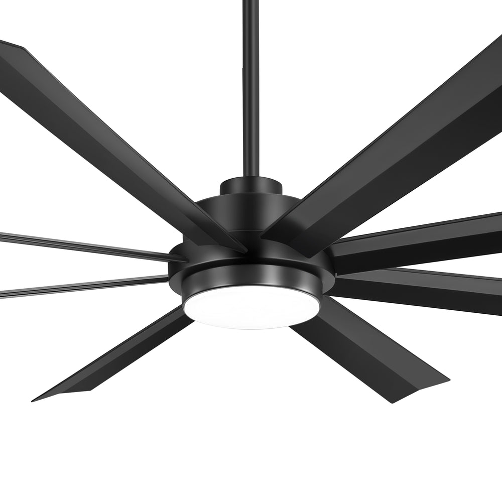 72 Inch 8-Blade Integrated  LED Large Ceiling Fan with Light Remote,6" and 12" Downrod Included