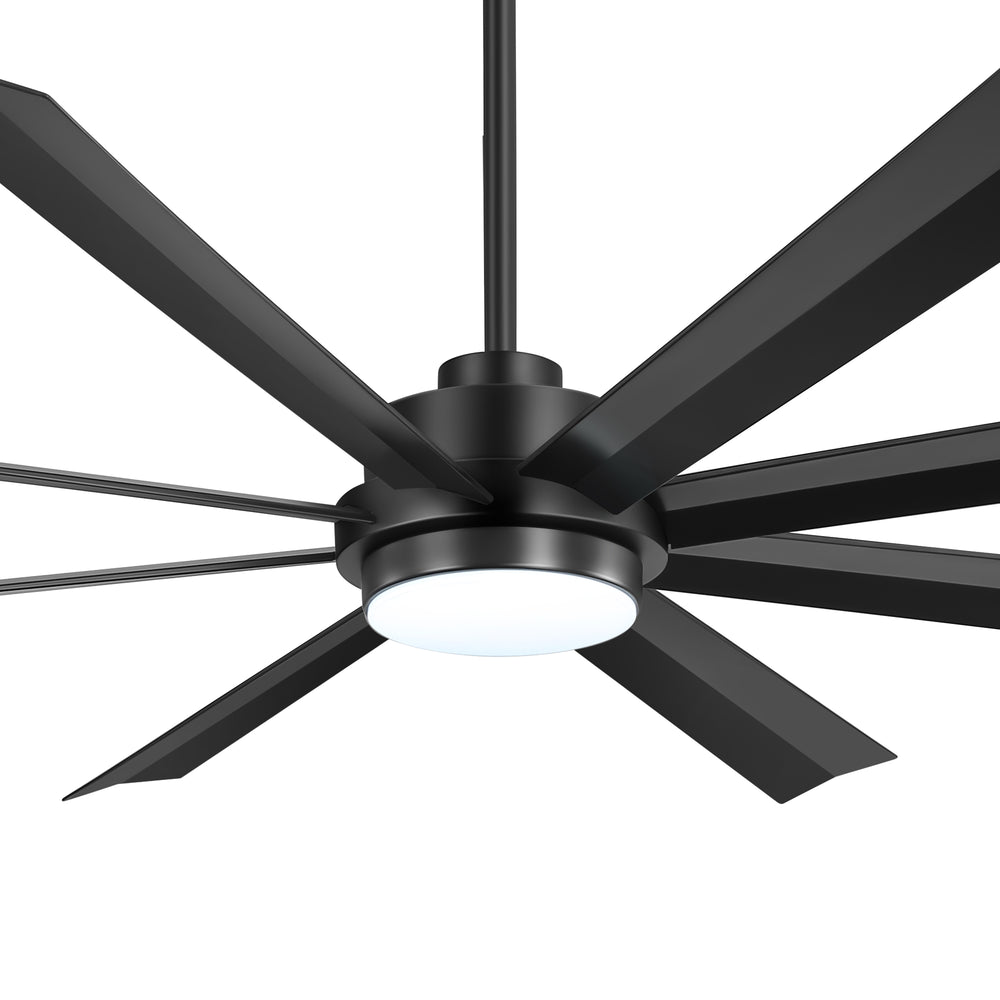 72 Inch 8-Blade Integrated  LED Large Ceiling Fan with Light Remote,6" and 12" Downrod Included