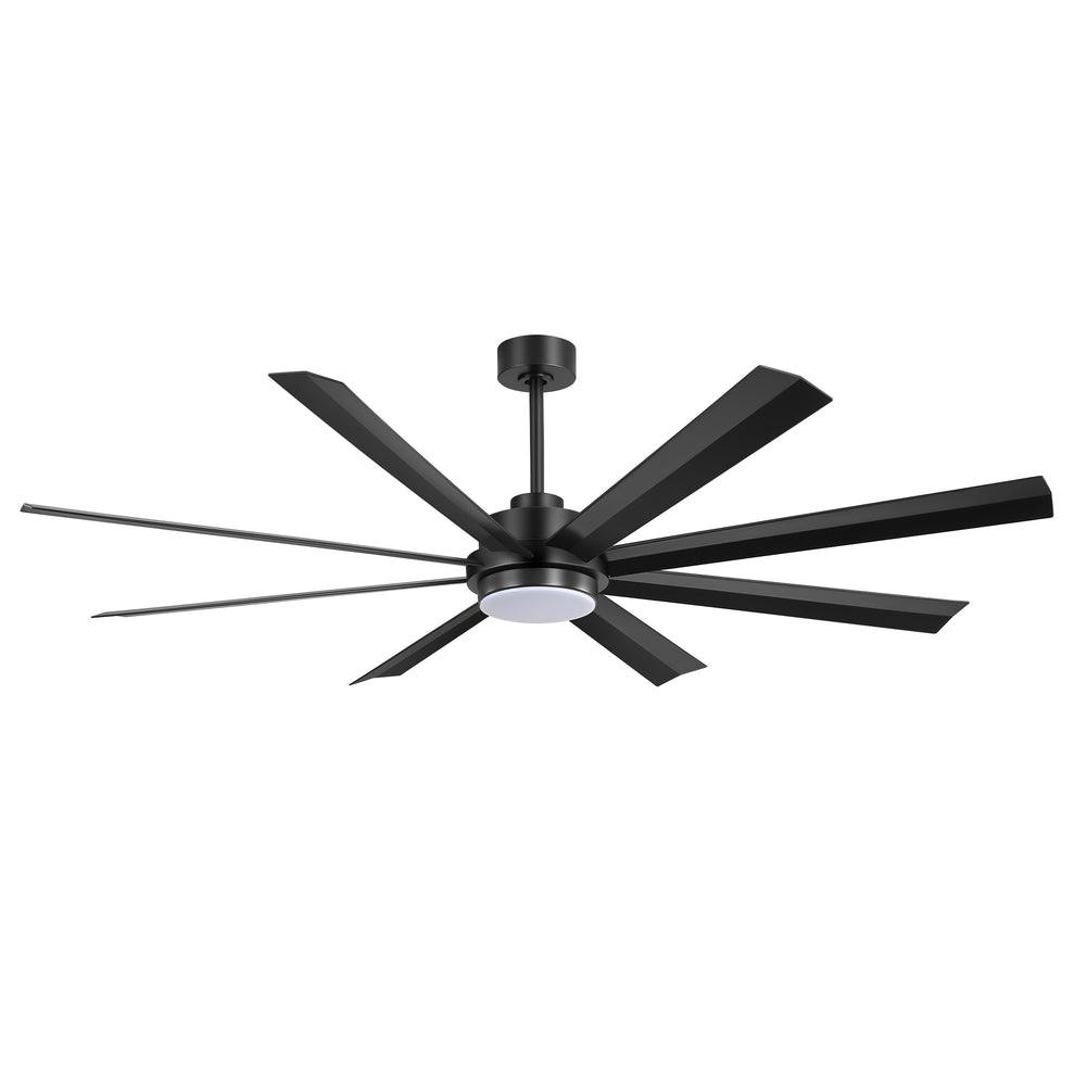 72 Inch 8-Blade Integrated  LED Large Ceiling Fan with Light Remote,6" and 12" Downrod Included