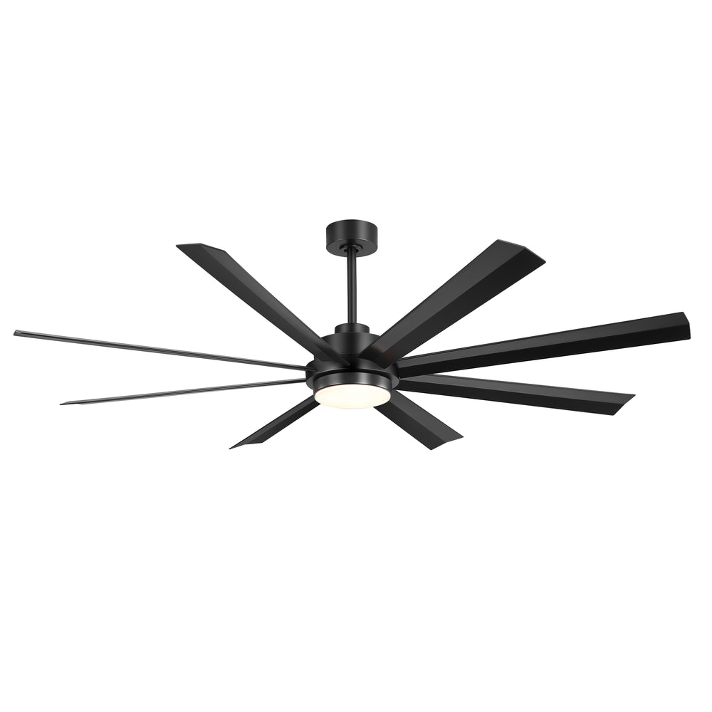 72 Inch 8-Blade Integrated  LED Large Ceiling Fan with Light Remote,6" and 12" Downrod Included