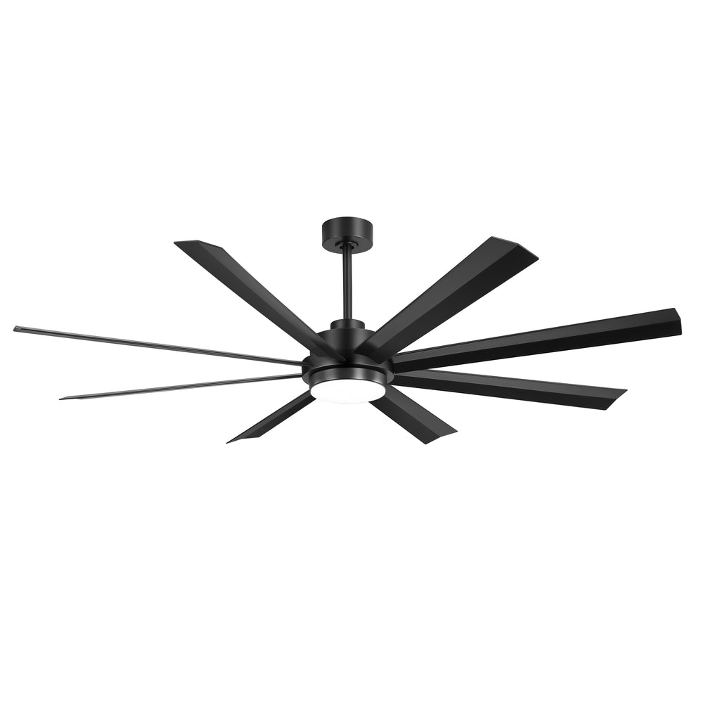 72 Inch 8-Blade Integrated  LED Large Ceiling Fan with Light Remote,6" and 12" Downrod Included