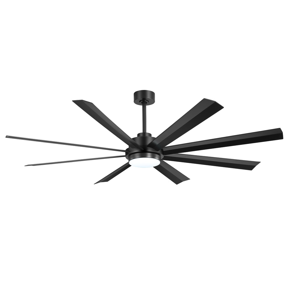 72 Inch 8-Blade Integrated  LED Large Ceiling Fan with Light Remote,6" and 12" Downrod Included