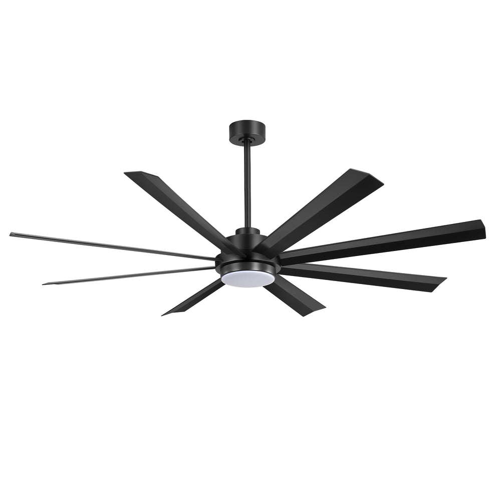 72 Inch 8-Blade Integrated  LED Large Ceiling Fan with Light Remote,6" and 12" Downrod Included