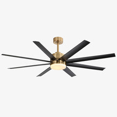 Annette 65 in. Integrated LED Indoor Gold Black-Blade Ceiling Fans with Light and Remote Control