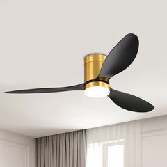 52 Inch 3-Blade Flush Mount LED Ceiling Fan with Light Remote