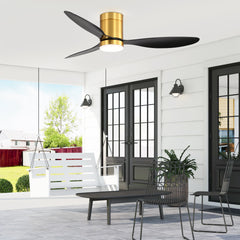 52 Inch 3-Blade Flush Mount LED Ceiling Fan with Light Remote