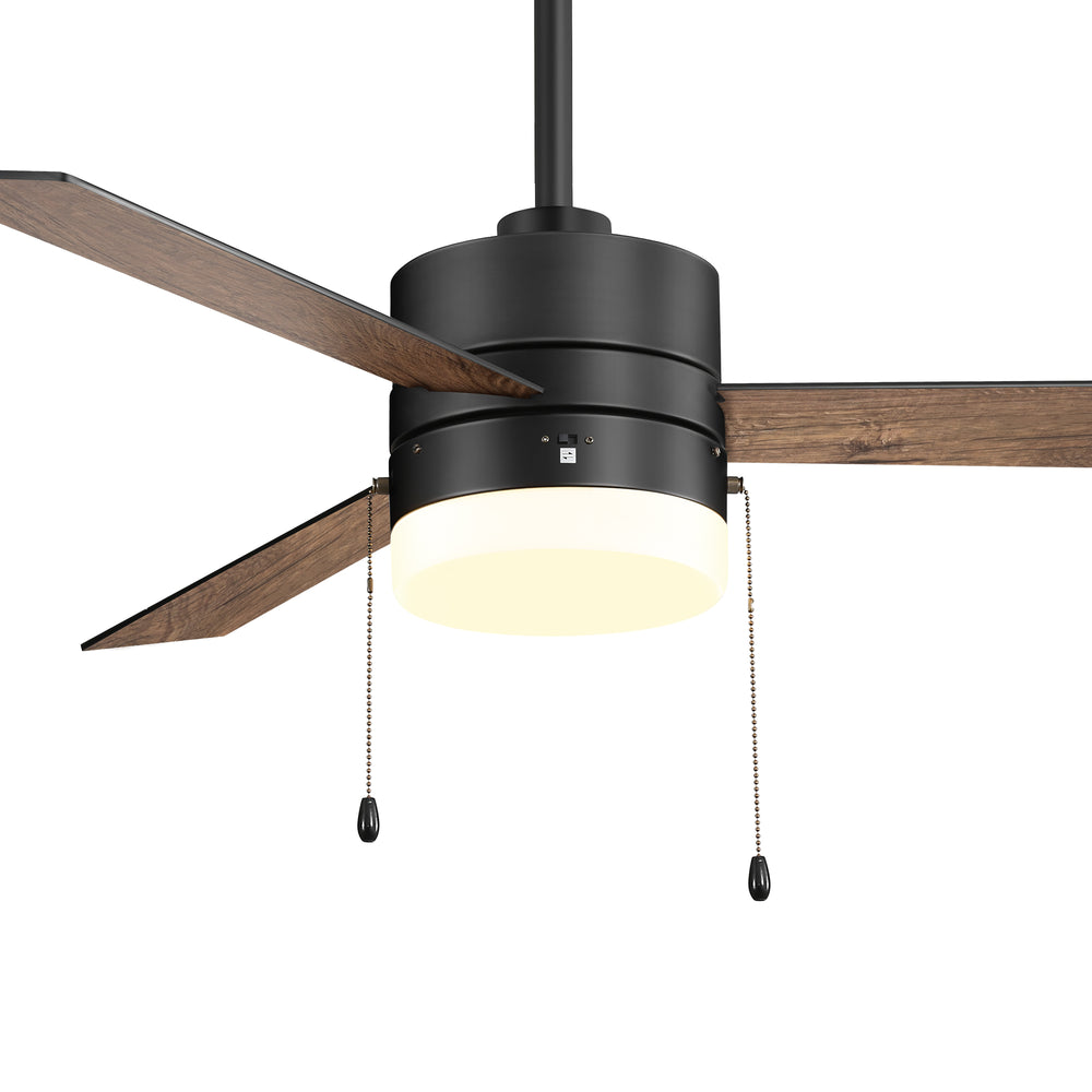 52-Inch 3 Reversible Blades Ceiling Fan with LED Light,Pull Chain and 6" Downrod Included