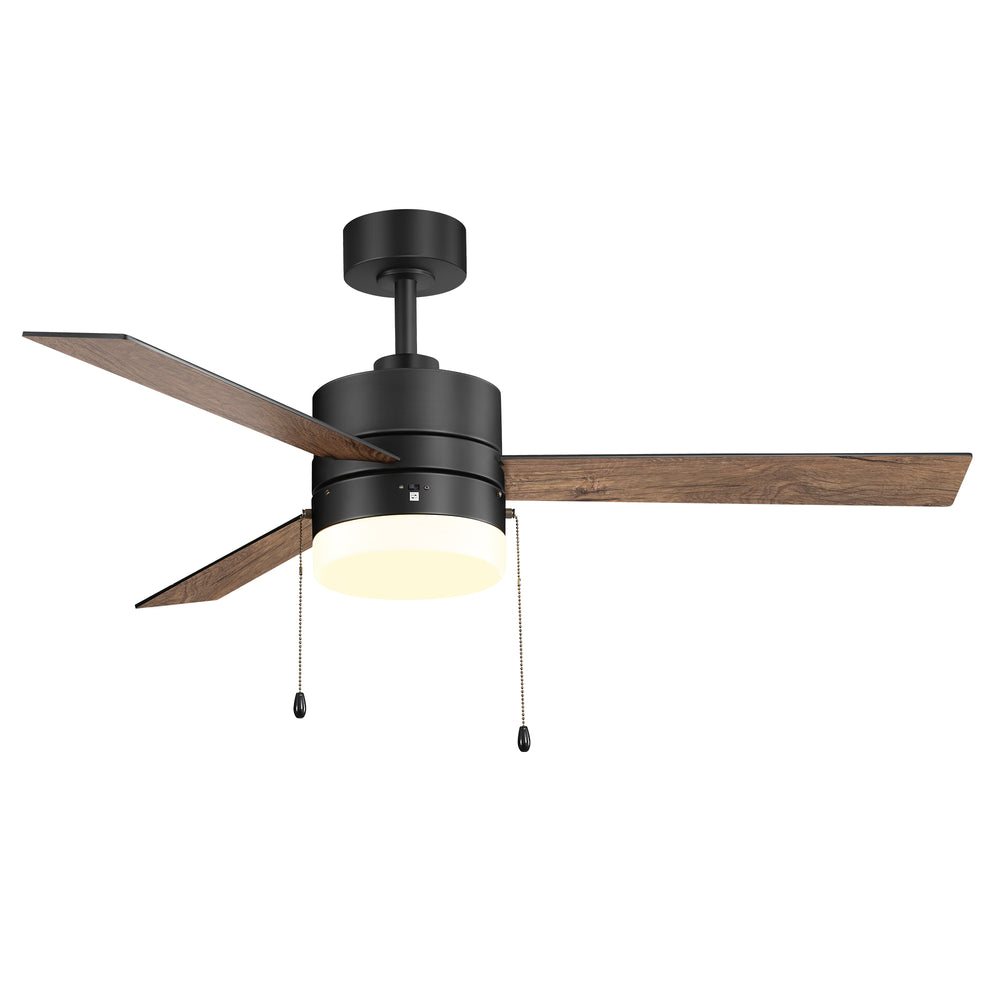 52-Inch 3 Reversible Blades Ceiling Fan with LED Light,Pull Chain and 6" Downrod Included