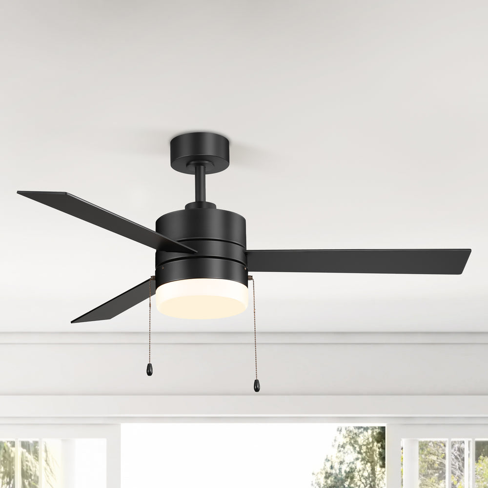 52-Inch 3 Reversible Blades Ceiling Fan with LED Light,Pull Chain and 6" Downrod Included