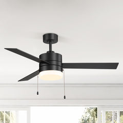 52-Inch 3-Blade Ceiling Fan with LED Light,Pull Chain and 6in Downrod Included