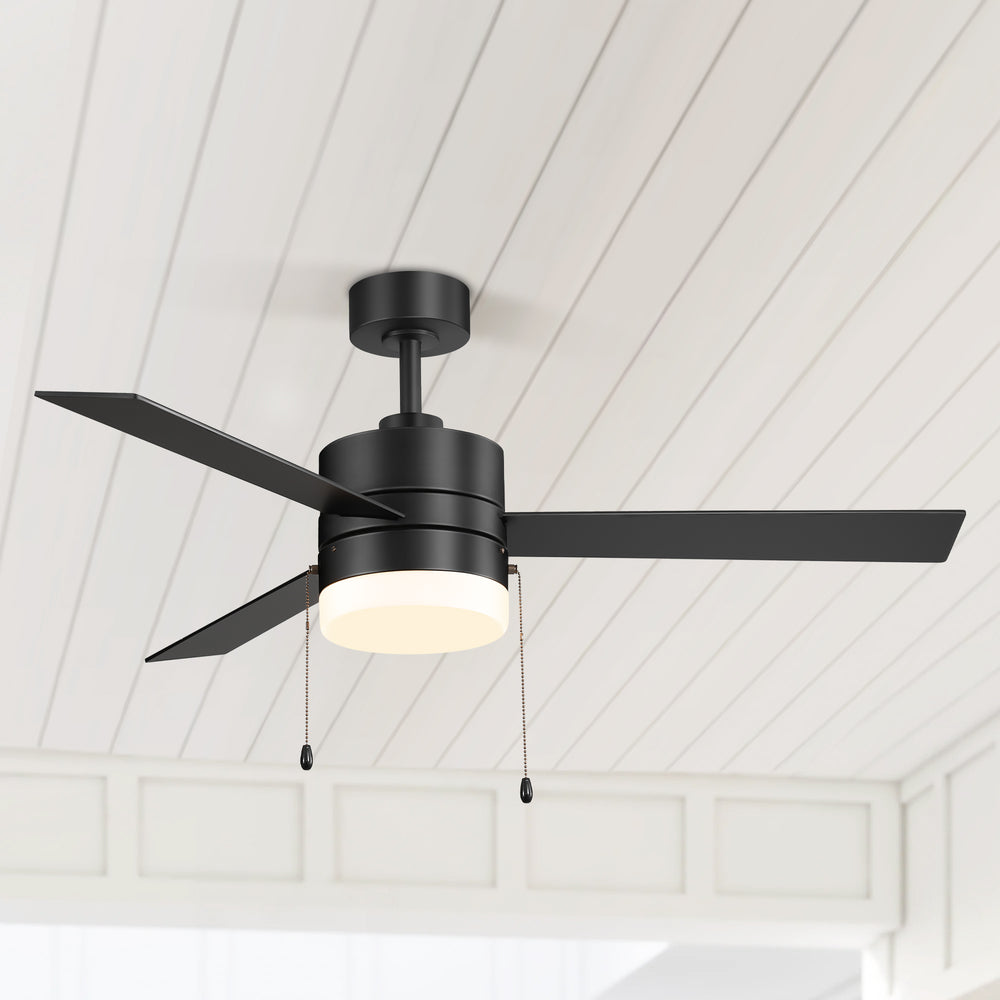 52-Inch 3 Reversible Blades Ceiling Fan with LED Light,Pull Chain and 6" Downrod Included