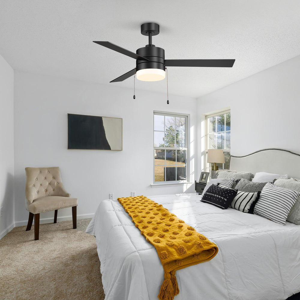 52-Inch 3 Reversible Blades Ceiling Fan with LED Light,Pull Chain and 6" Downrod Included