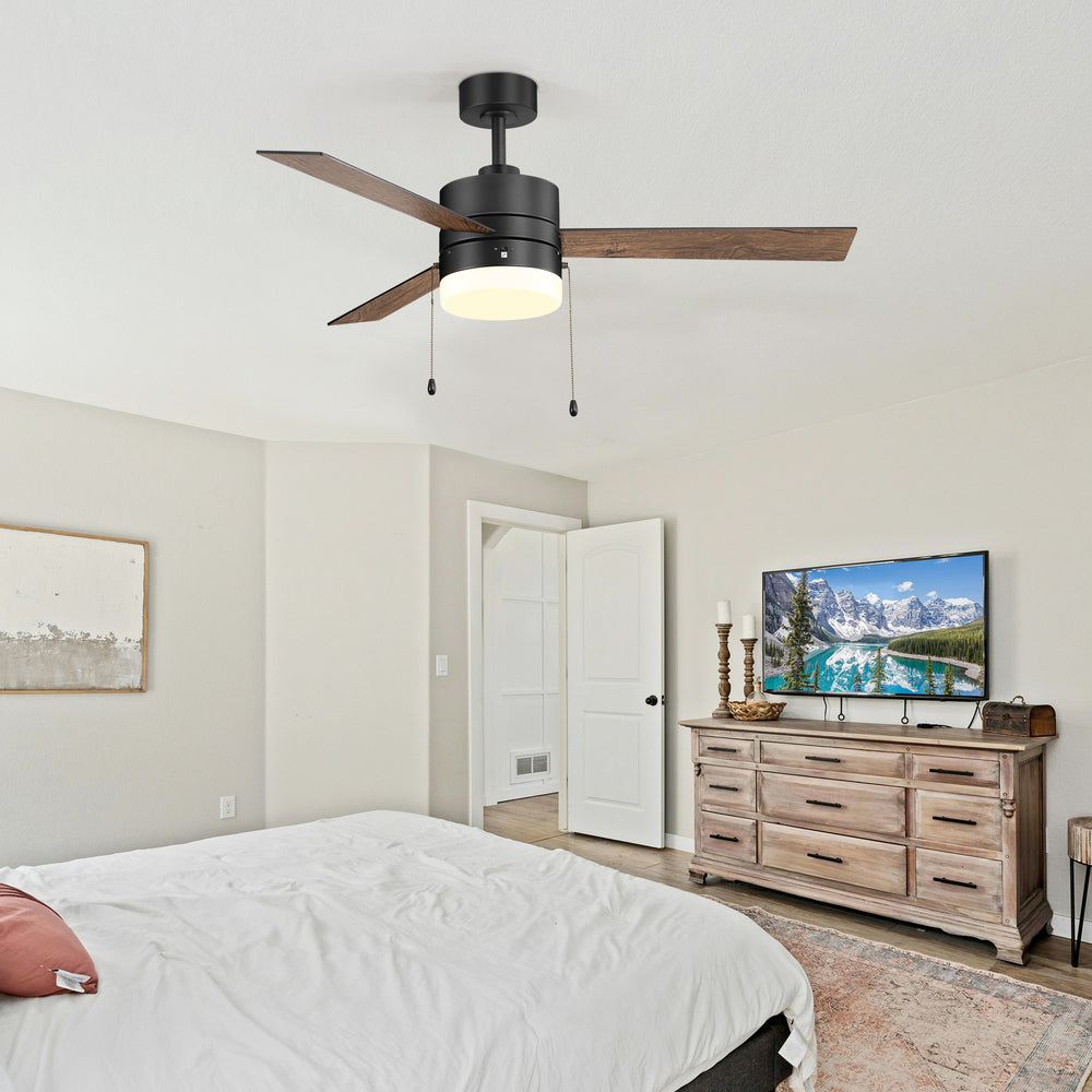 52-Inch 3 Reversible Blades Ceiling Fan with LED Light,Pull Chain and 6" Downrod Included