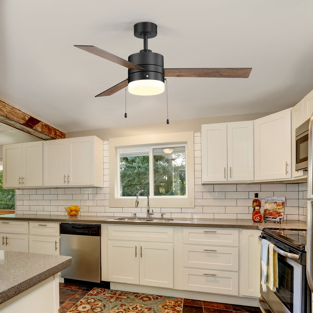 52-Inch 3 Reversible Blades Ceiling Fan with LED Light,Pull Chain and 6" Downrod Included