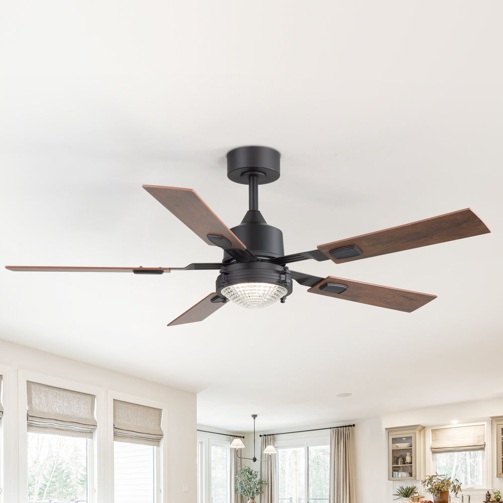 52-in Integrated LED Ceiling Fan with Remote and 5 Reversible Fan Blades,6" Downrod Included