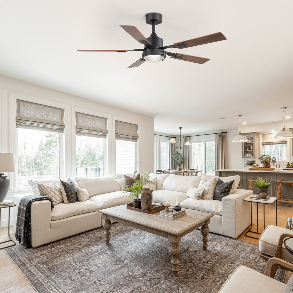 52-in Integrated LED Ceiling Fan with Remote and 5 Reversible Fan Blades,6" Downrod Included