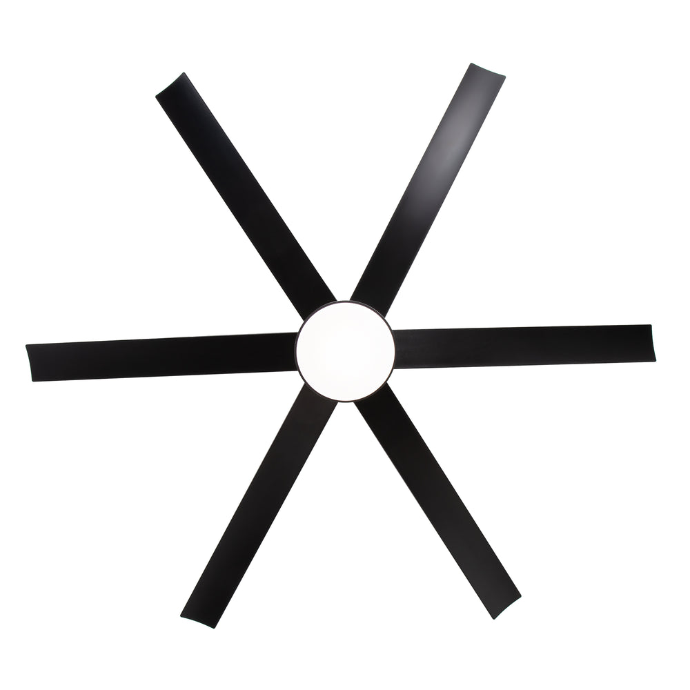 60-in Matte Black Modern 6-Blade LED Ceiling Fan with Light and Remote,6” and 12” Downrod Included