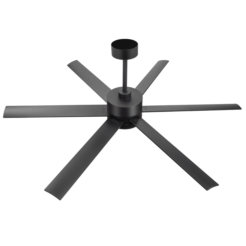 60-in Matte Black Modern 6-Blade LED Ceiling Fan with Light and Remote,6” and 12” Downrod Included