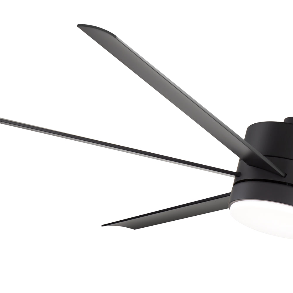 60-in Matte Black Modern 6-Blade LED Ceiling Fan with Light and Remote,6” and 12” Downrod Included