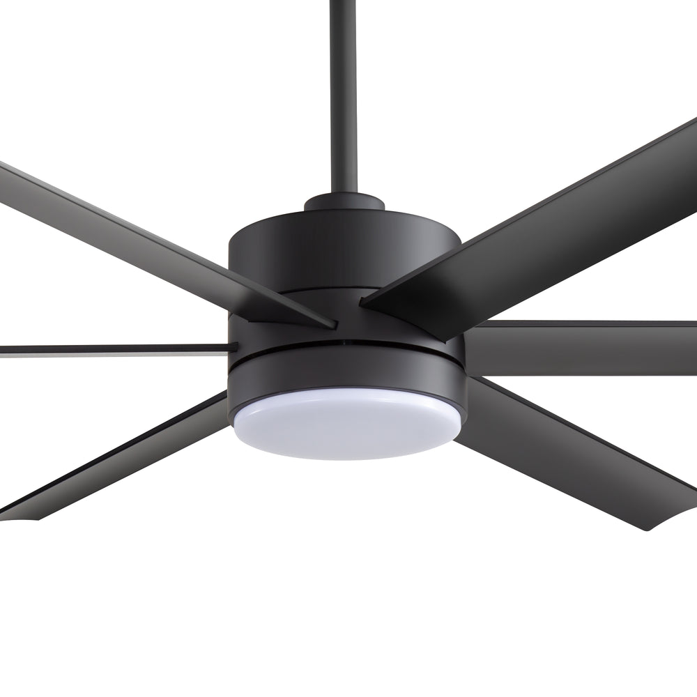 60-in Matte Black Modern 6-Blade LED Ceiling Fan with Light and Remote,6” and 12” Downrod Included