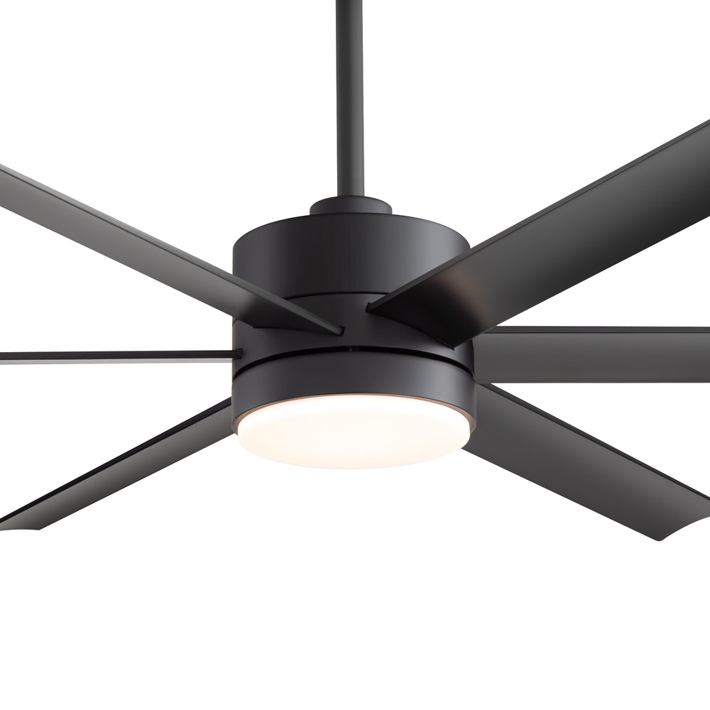 60-in Matte Black Modern 6-Blade LED Ceiling Fan with Light and Remote,6” and 12” Downrod Included