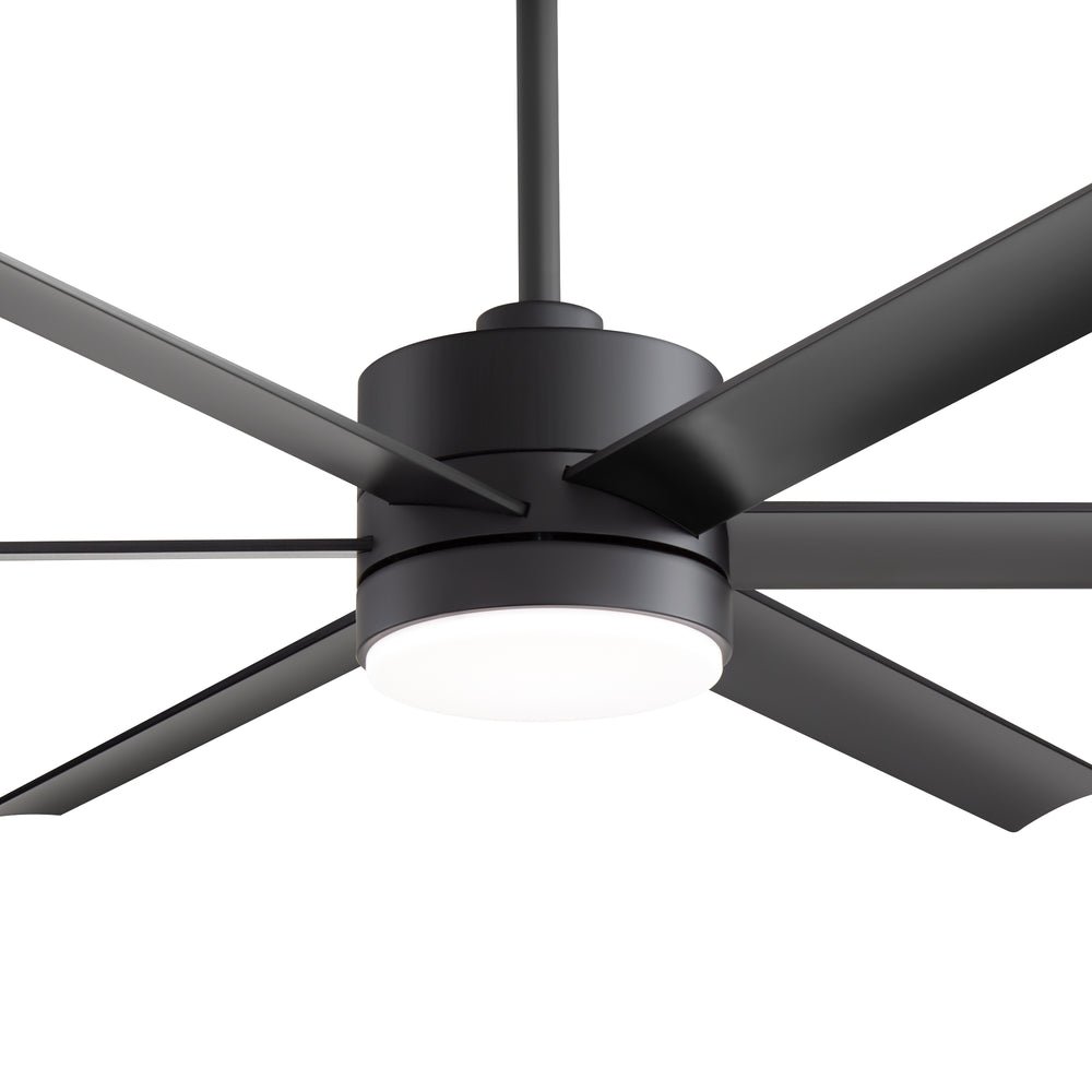60-in Matte Black Modern 6-Blade LED Ceiling Fan with Light and Remote,6” and 12” Downrod Included