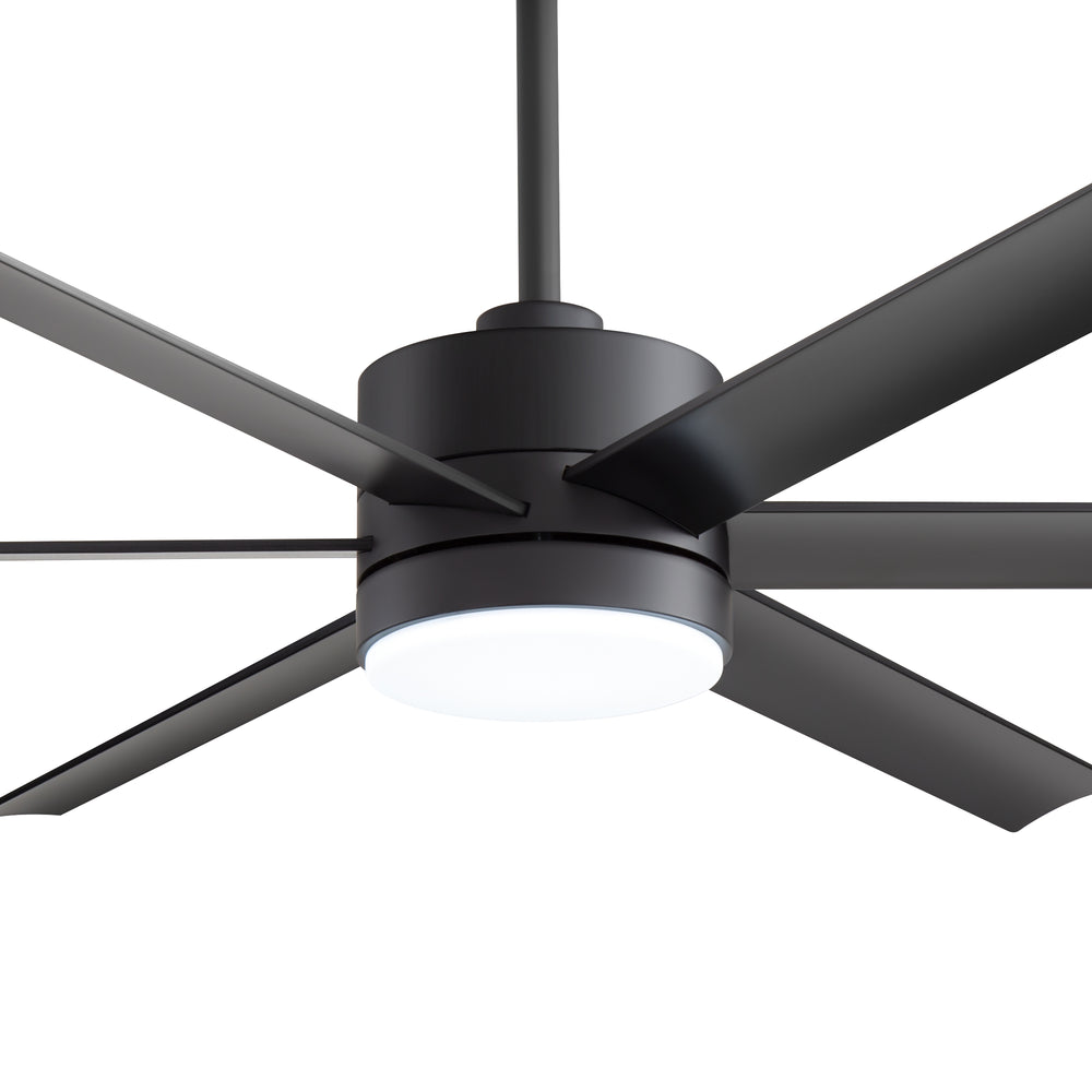 60-in Matte Black Modern 6-Blade LED Ceiling Fan with Light and Remote,6” and 12” Downrod Included