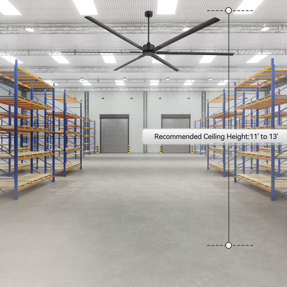 Breezary 120 Inch HVLS Industrial Ceiling Fan with PMSM Motor, 8-Blade Large Ceiling Fan for Warehouse, Gym and Factory - Aluminum No Light
